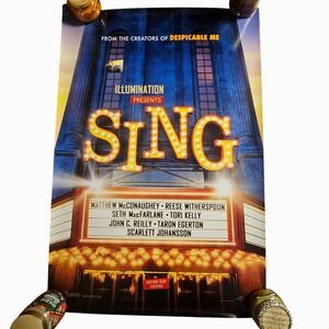 Sing 2016 Original Movie Poster 27x40 Matthew McConaughey Reese Witherspoon D/S